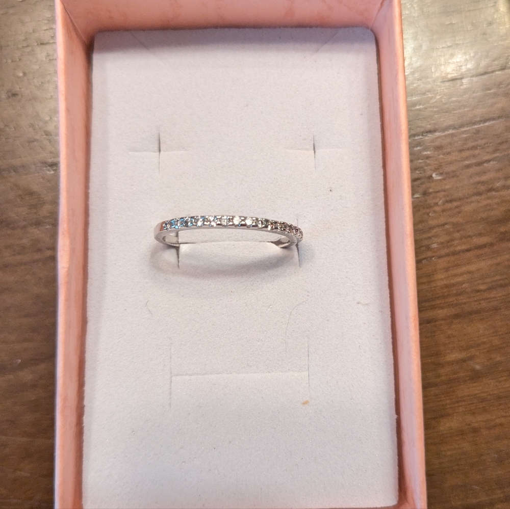 Sterling Silver Dainty Cubic Zirconia Half Eternity Ring